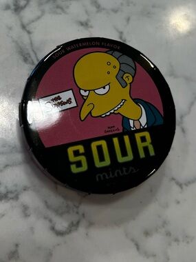 The Simpsons Mr.Burns Sour Mints Container Small Empty Pop Top